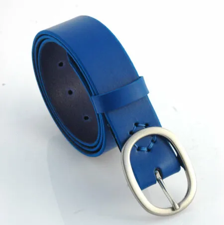 Ceinture en cuir bleu "Joris" - larg. 3,5 cm