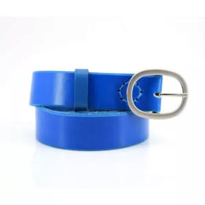 Ceinture en cuir bleu "Joris" - larg. 3,5 cm