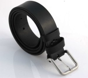 Ceinture en cuir noir "Robin" - larg. 3,5 cm