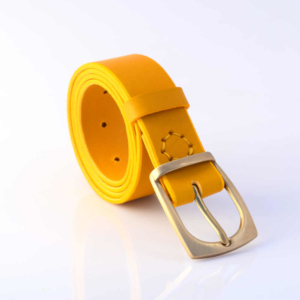 Ceinture jaune en cuir "Faustine" - larg. 3,5 cm