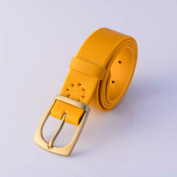 Ceinture jaune en cuir "Faustine" - larg. 3,5 cm