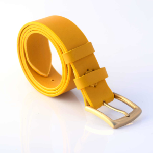 Ceinture jaune en cuir "Victoire" - larg. 3,5 cm