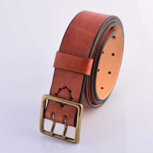 Ceinturon marron cuir "Oscar" double ardillon