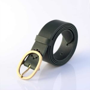 Ceinture verte en cuir "Capucine" - Larg. 3,5 cm