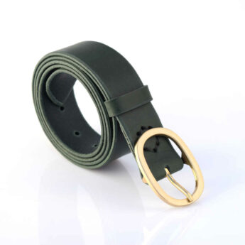 Ceinture verte en cuir "Capucine" - Larg. 3,5 cm