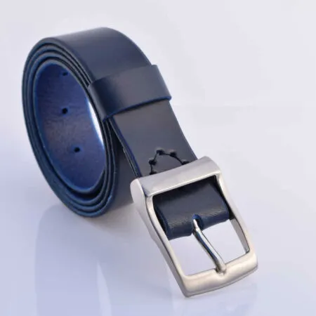 Ceinture bleue marine en cuir "Robert"