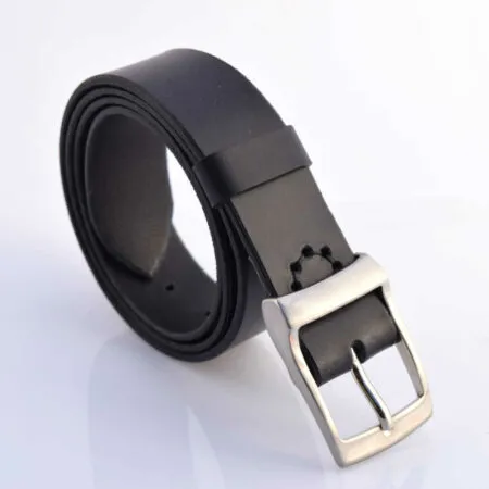 Ceinture en cuir noir "Evan" - larg. 3,5 cm