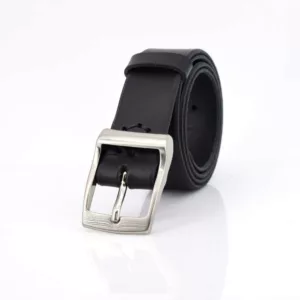 Ceinture en cuir noir "Evan" - larg. 3,5 cm