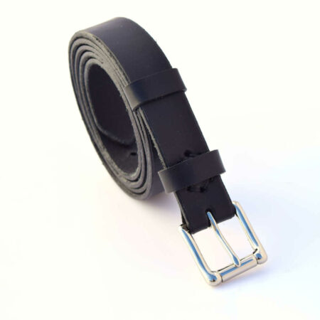 Ceinture noire en cuir "Salomé" - Larg. 2,5 cm