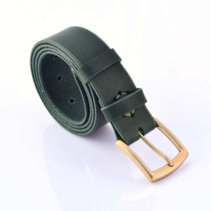 Ceinture vert foncé en cuir "Fabienne" - larg. 3,5 cm
