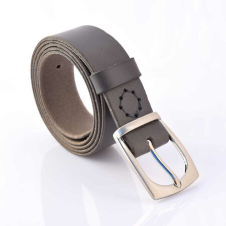 Ceinture grise en cuir "Hubert" - larg. 3,5 cm