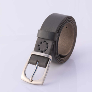 Ceinture grise en cuir "Hubert" - larg. 3,5 cm