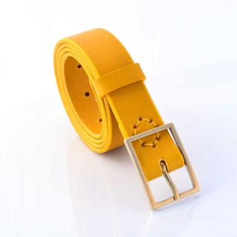 Ceinture jaune en cuir "Dorian" - larg. 3 cm