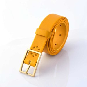 Ceinture jaune en cuir "Dorian" - larg. 3 cm