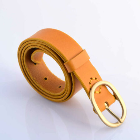 Ceinture en cuir jaune moutarde "Maud" - Larg. 3 cm