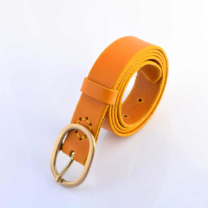 Ceinture en cuir jaune moutarde "Maud" - Larg. 3 cm