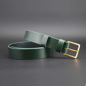 Ceinturon vert foncé en cuir "Amandine" - larg. 4 cm
