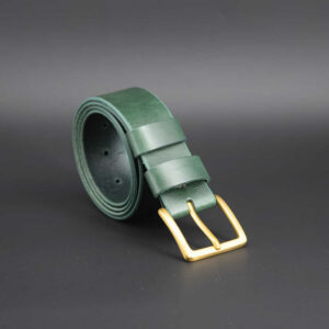 Ceinturon vert foncé en cuir "Amandine" - larg. 4 cm