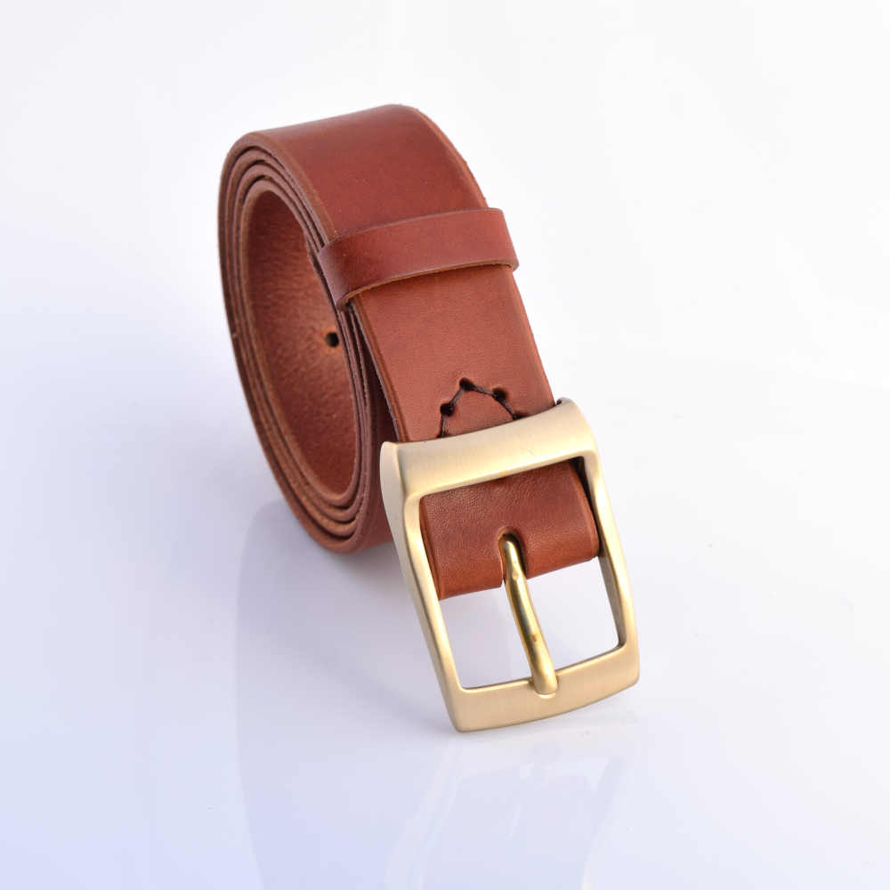 Ceinture marron fauve en cuir "Jordan" - larg. 3,5 cm