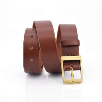 Ceinture marron fauve en cuir "Jordan" - larg. 3,5 cm