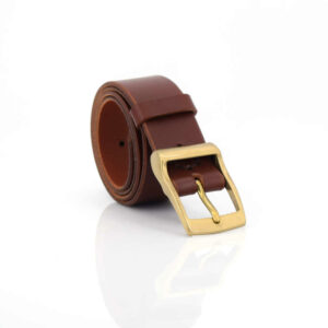 Ceinture marron fauve en cuir "Jordan" - larg. 3,5 cm