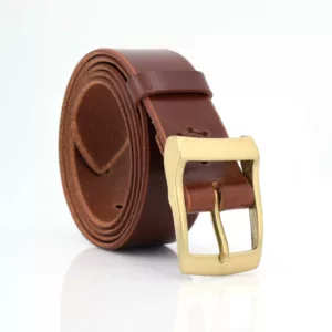 Ceinture marron fauve en cuir "Jordan" - larg. 3,5 cm