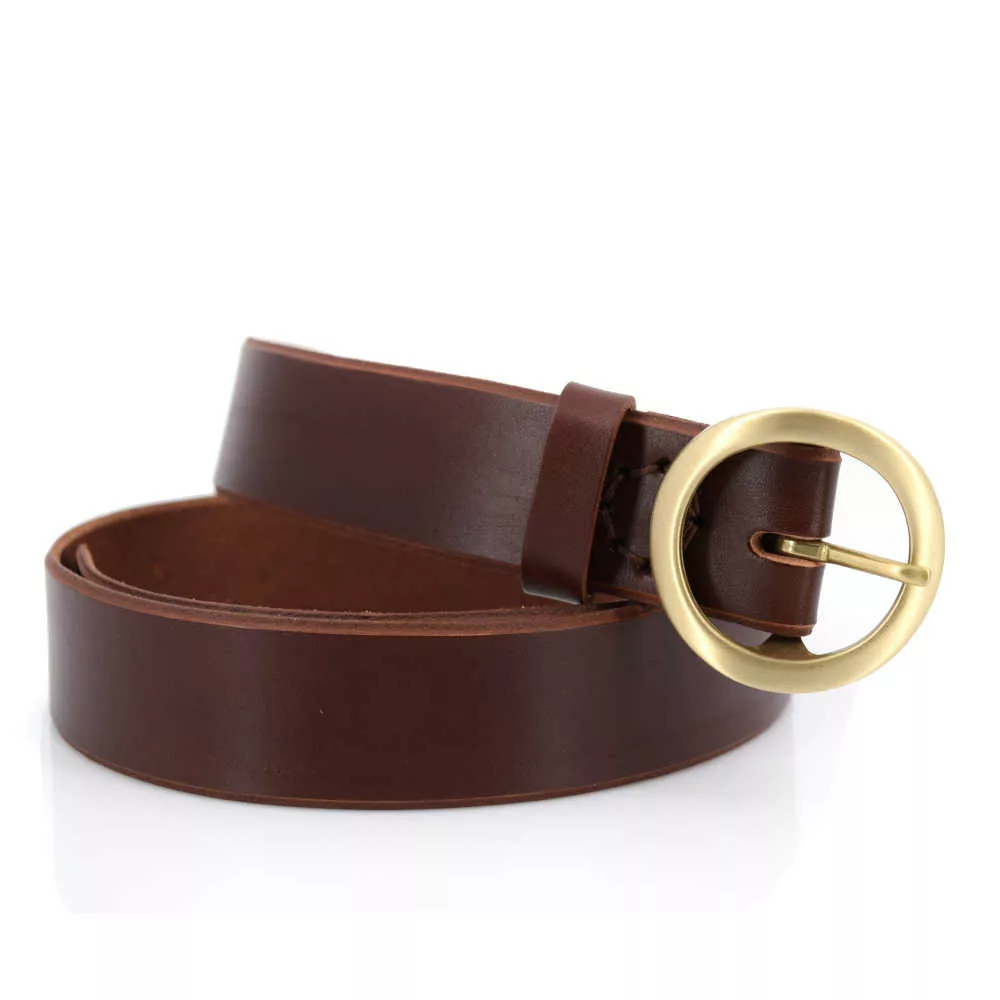Ceinture marron fauve en cuir Yann larg. 3 5 cm Ma ceinture