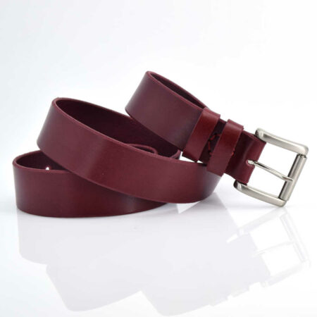 Ceinture rouge Bordeaux à rouleau en cuir "Morgane"