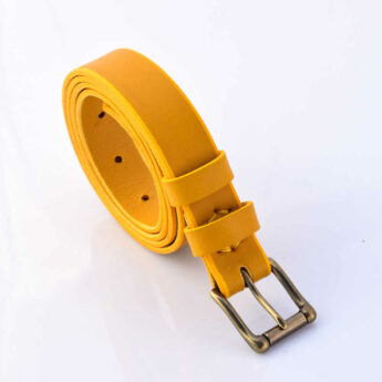 Ceinture jaune en cuir "Yaëlle" - Larg. 2,5 cm