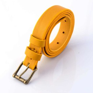 Ceinture jaune en cuir "Yaëlle" - Larg. 2,5 cm