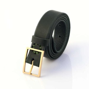 Ceinture verte en cuir "Elie" - larg. 3 cm