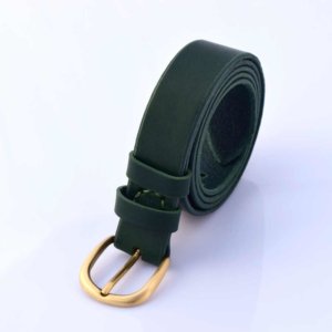 Ceinture verte en cuir "Romane" - Larg. 3 cm
