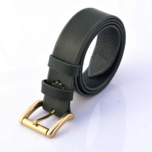 Ceinture vert foncé en cuir "à Rouleau" - larg. 3,5 cm