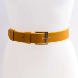 Ceinturon jaune en cuir "Loïs" - Larg. 4 cm