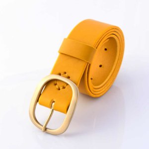 Ceinturon jaune en cuir "Maxence" - Larg. 4 cm