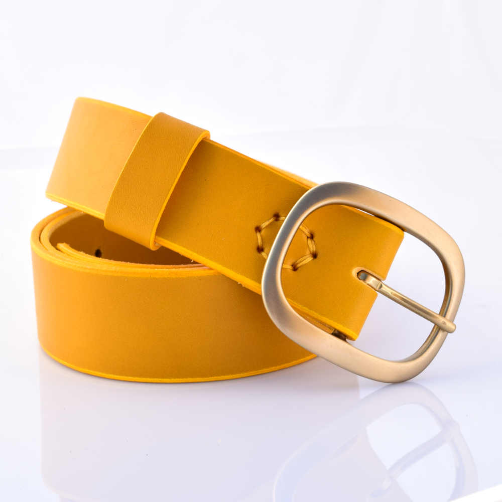 Ceinturon jaune en cuir "Maxence" - Larg. 4 cm