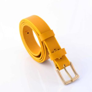 Ceinture jaune en cuir "Maé" - Larg. 2,5 cm