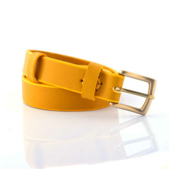 Ceinture jaune en cuir "Maé" - Larg. 2,5 cm