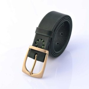 Ceinture verte en cuir "Jannick" - larg. 3,5 cm