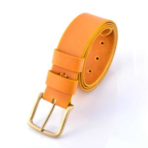 Ceinturon jaune moutarde en cuir "Jude" - Larg. 4 cm