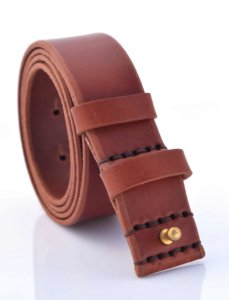 Ceinture marron fauve en cuir "anti allergie" car sans boucle - larg. 3,5 cm