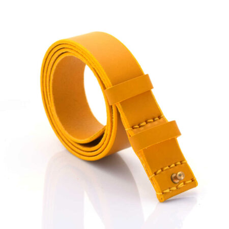 Ceinture jaune en cuir "anti allergie" car sans boucle - larg. 3,5 cm