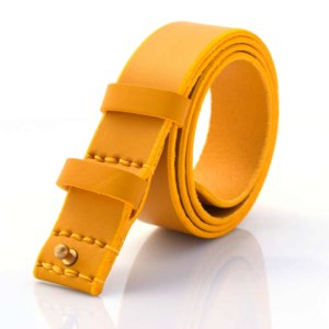 Ceinture jaune en cuir "anti allergie" car sans boucle - larg. 3,5 cm