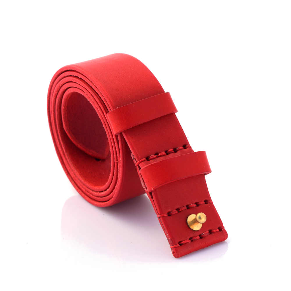 Ceinture rouge en cuir anti allergie car sans boucle larg. 3 5 cm Ma ceinture