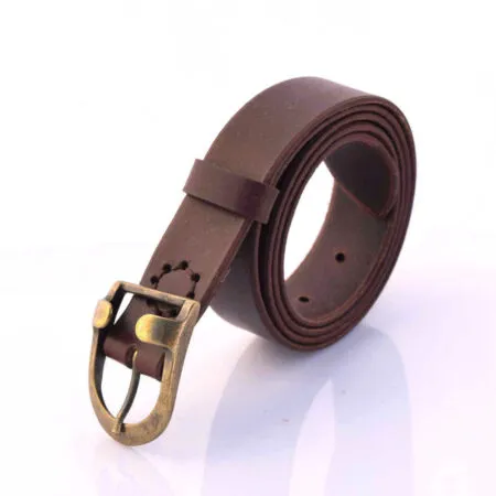 Ceinture en cuir marron foncé "P'tite oreille" - larg. 3 cm