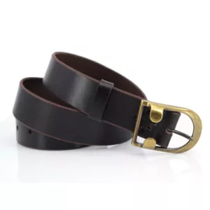 Ceinture en cuir marron foncé "P'tite oreille" - larg. 3 cm