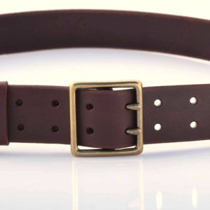 Ceinturon marron foncé en cuir "Renaud" double ardillon