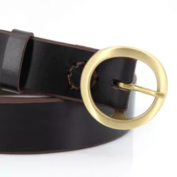 Ceinture en cuir marron foncé "Grégory" - larg. 3,5 cm