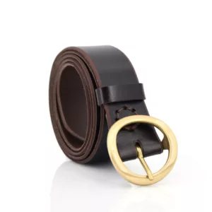 Ceinture en cuir marron foncé "Grégory" - larg. 3,5 cm
