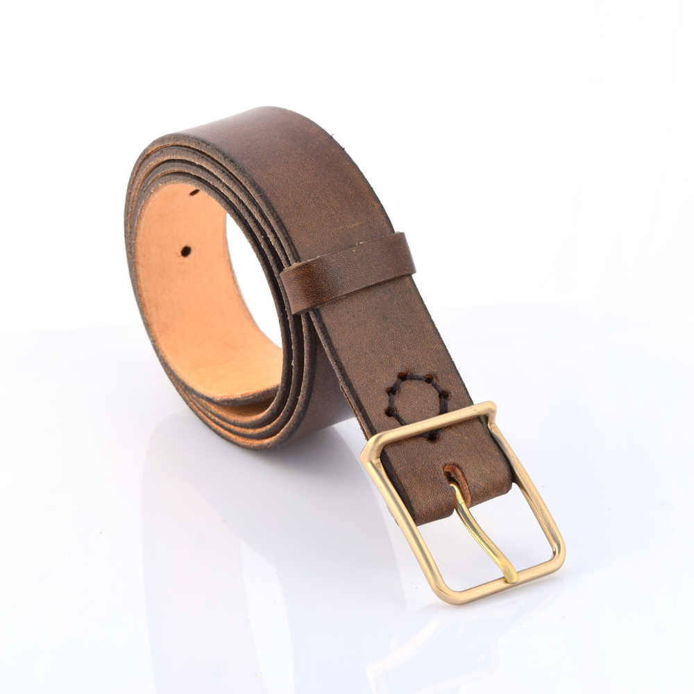 Ceinture en cuir marron foncé vieilli "Pablo"